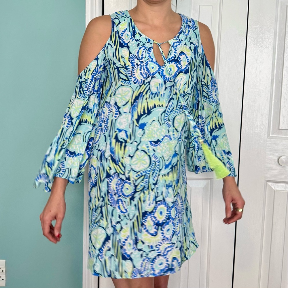Lilly Pulitzer Indigo and Green Floral Tunic Dress
